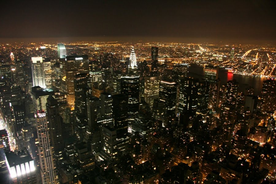 Ausblick an Silvester über New York bei Nacht