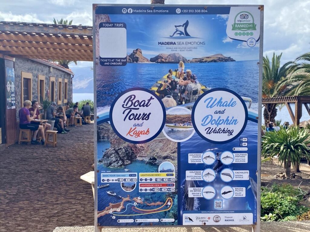 Ponta de Sao Lourenco: Schild mit Routen für Bootstour